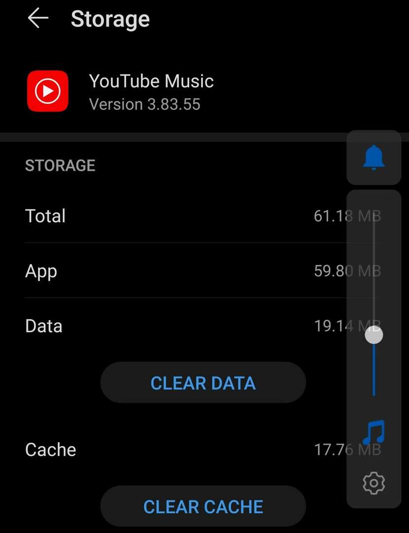 youtube music очистити кеш