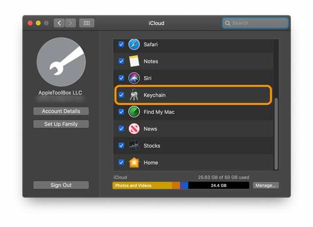 προτιμήσεις συστήματος μπρελόκ για iCloud σε Mac