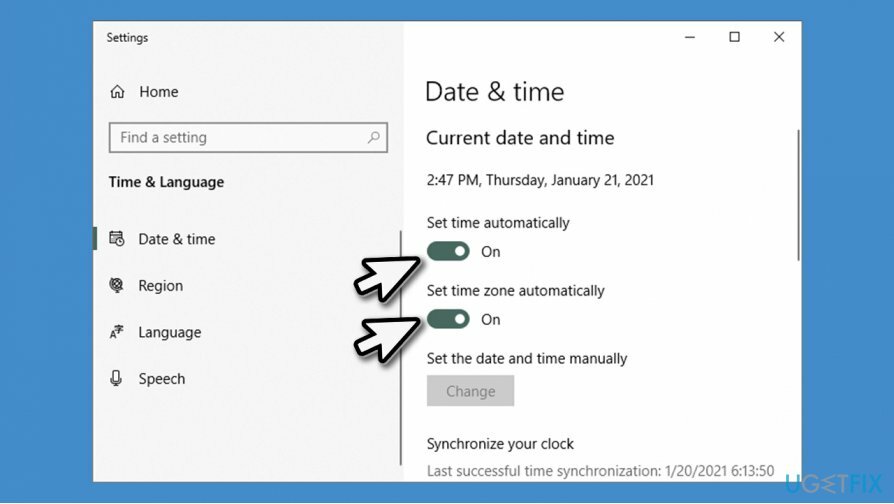 Verifique la configuración de la hora