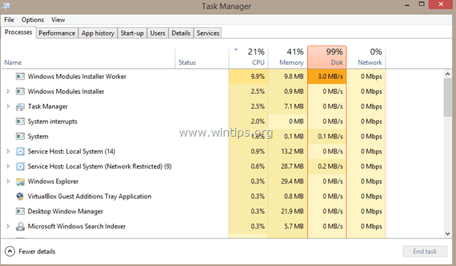 TiWorker.exeは高いディスク使用率を引き起こします