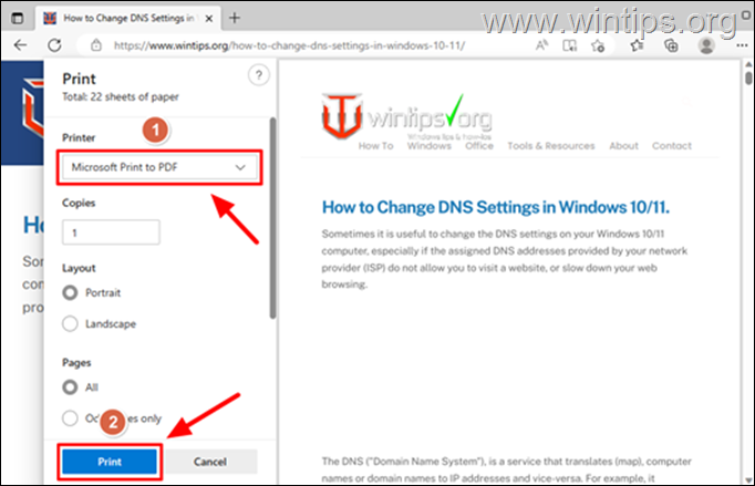 Edge で Web ページを PDF として保存する方法