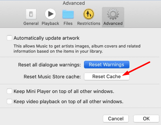 iTunes-Cache zurücksetzen