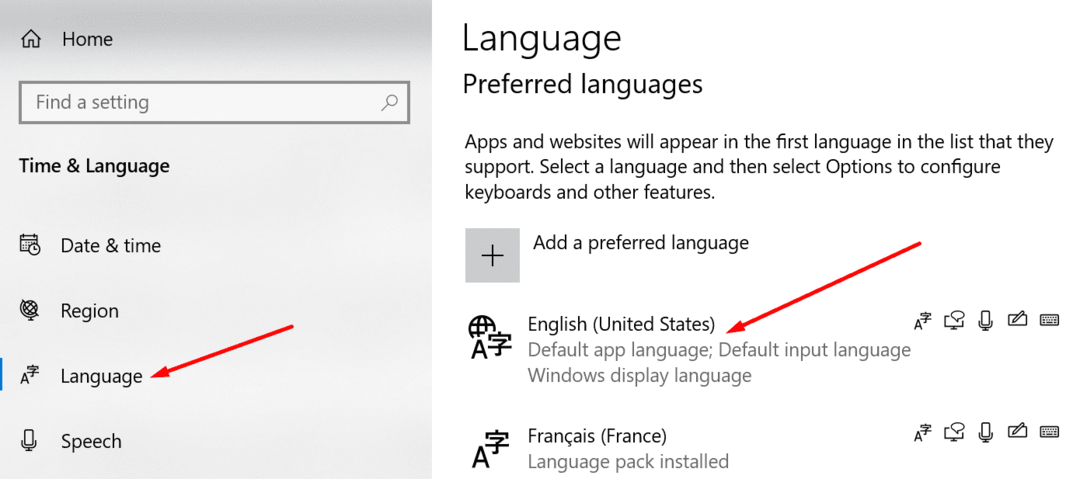 configurações de idioma preferido windows 10