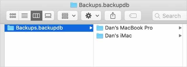 Wiele kopii zapasowych Maca w folderze Time Machine