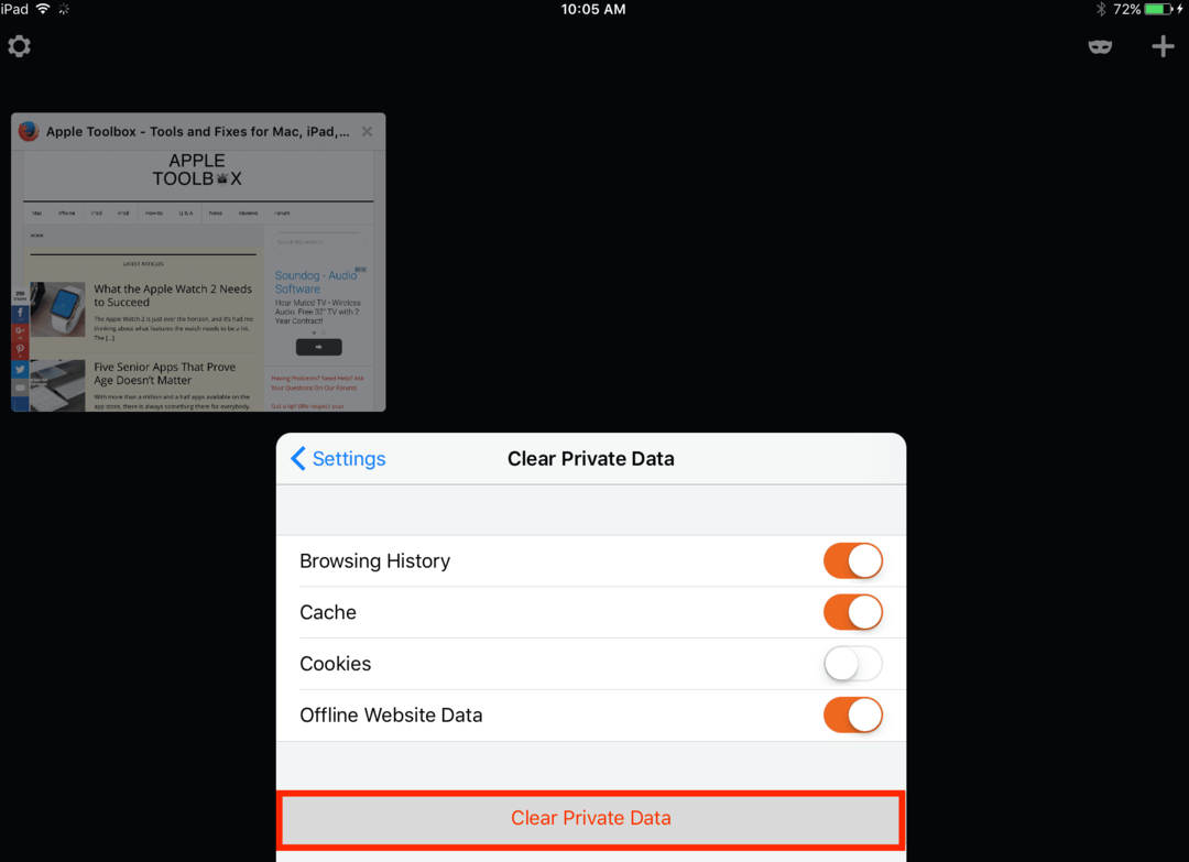 Firefox-cache wissen iphone ipad