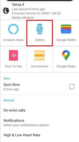 Galéria opció a Fitbit alkalmazásban