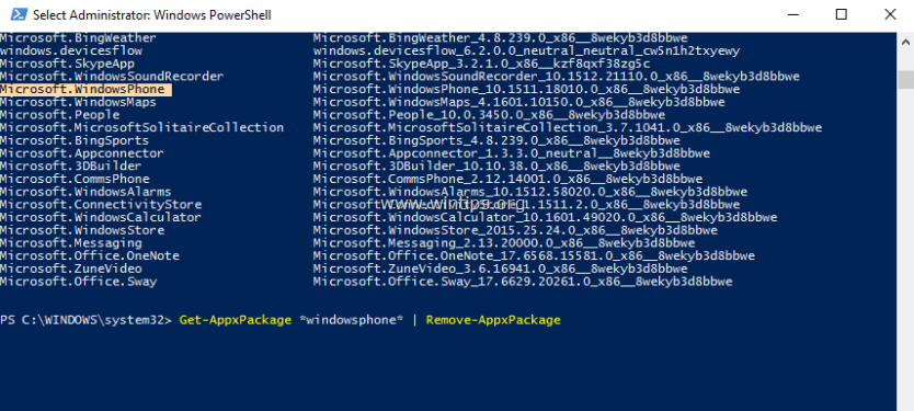 supprimer des applications de powershell