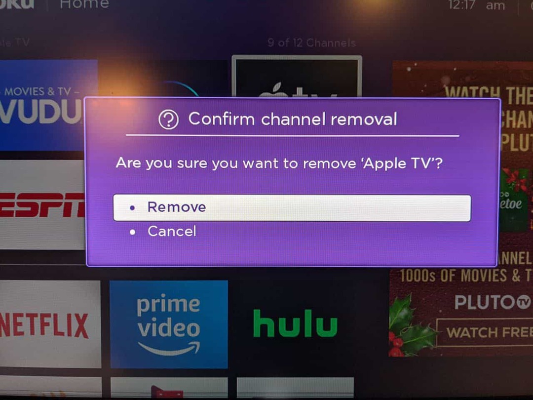 Rimuovi l'app Apple TV per Roku 1