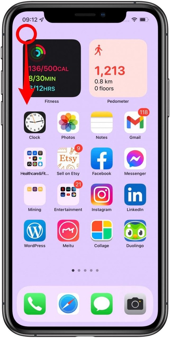Σύρετε προς τα κάτω στα αριστερά - κουμπί αρχικής οθόνης στο iphone 10