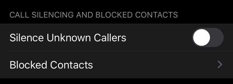 iOS 13 Silenzia i chiamanti sconosciuti