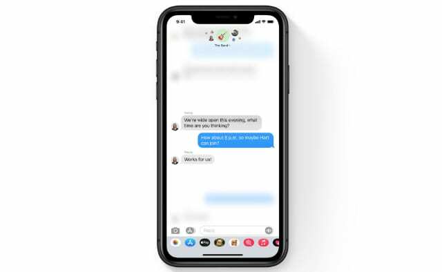 Tekstisisene vastus iMessage'i grupivestluses