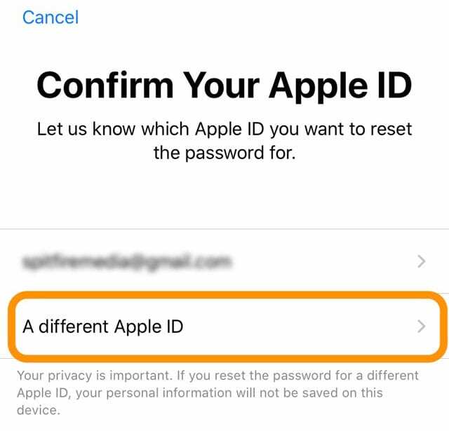 Apple atbalsta lietotne izmantojiet citu Apple ID