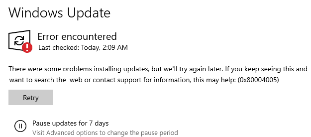 نظام التشغيل windows-10-update-error-0x80004005