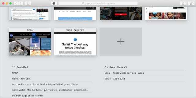 Mac Safari'deki diğer cihazlardan sekmeler
