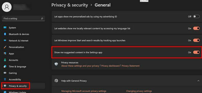 Privacy e sicurezza Windows 11