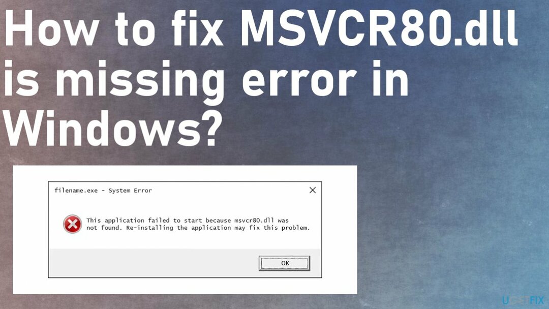 MSVCR80.dll hiba hiányzik a Windows rendszerben