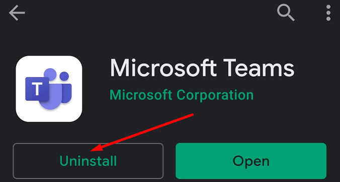 деинсталирайте приложението на microsoft teams