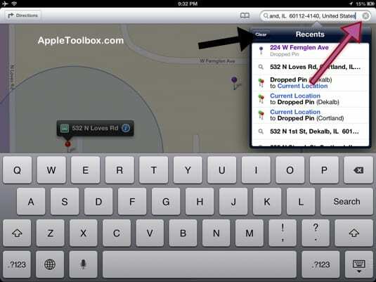 כיצד למחוק סיכות אדומות Apple Maps