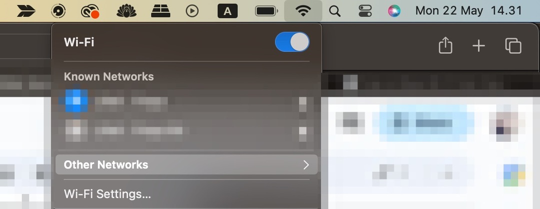 Screenshot „Andere Netzwerke“ in den Wi-Fi-Einstellungen des Mac