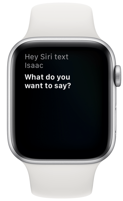 Di, " envía un mensaje de texto (nombre del contacto)". Siri confirmará el nombre y te preguntará qué quieres decir.