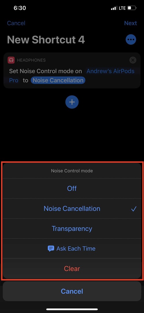 Genvägar AirPods Pro Noise Control Mode 3