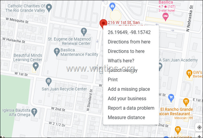 Možnosti špendlíka v aplikácii Mapy Google pre počítač