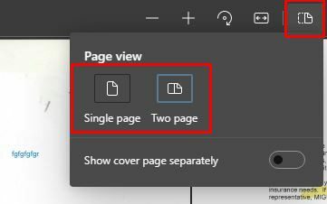 Изберете изглед на страница Edge PDF