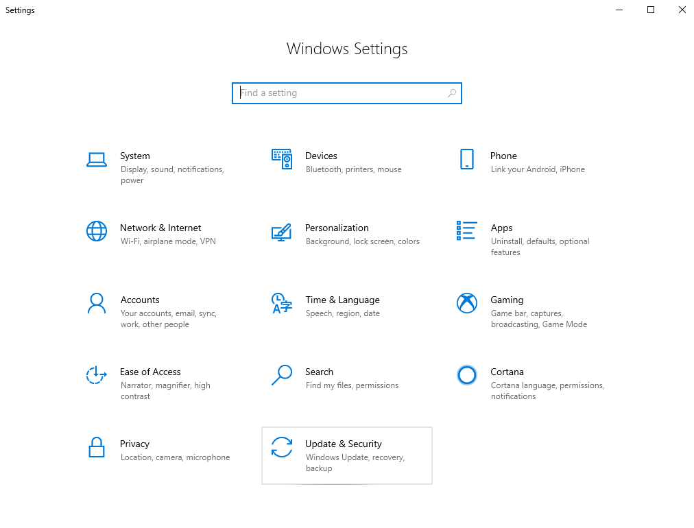 Configurações do Windows