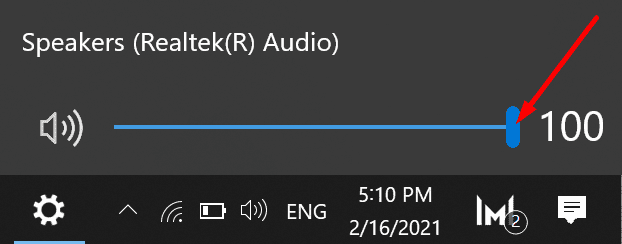 dispositivo di scorrimento del volume audio di Windows 10