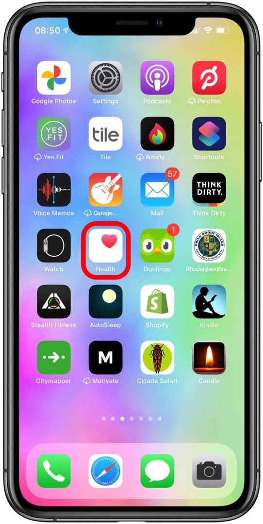 अपने iPhone पर हेल्थ ऐप खोलें।
