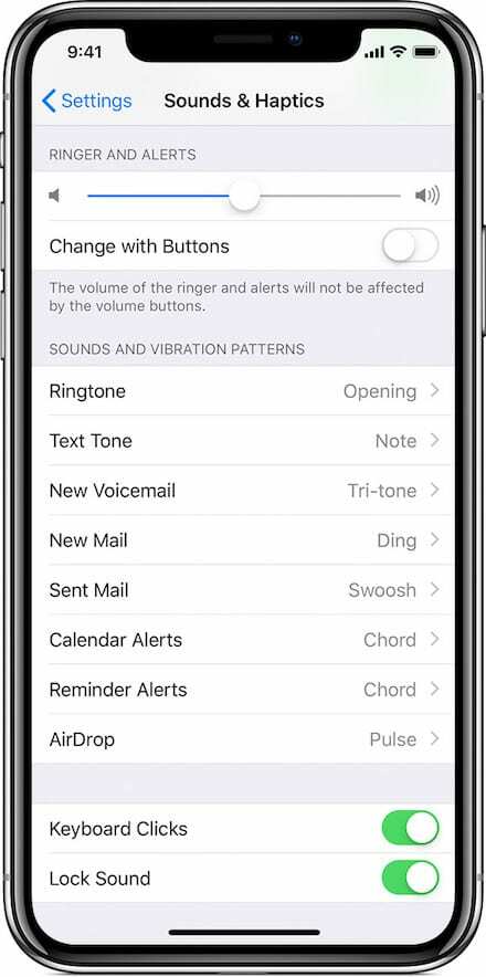 نظام iOS 12 Sounds And Haptics