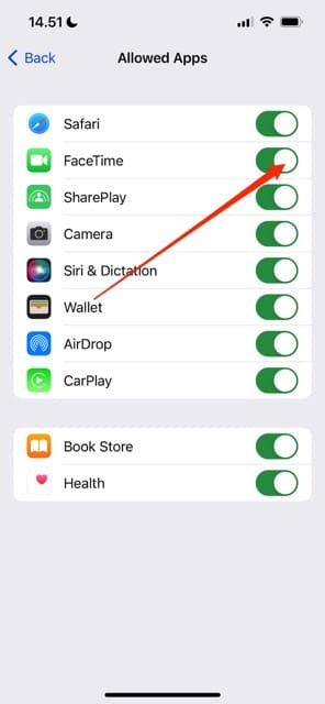 FaceTime-asetusten vaihtaminen iOS: ssä