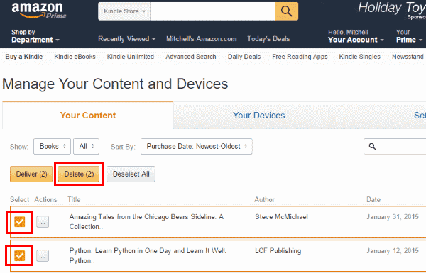 Izdzēsiet Amazon Books Cloud