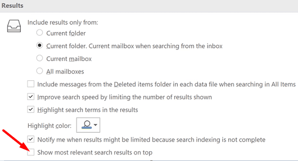 Outlook-afficher-les-résultats-de-recherche-les-plus-pertinents