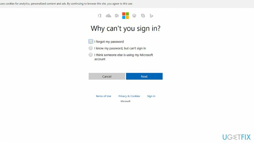 Állítsa vissza jelszavát a Microsoft online jelszó-visszaállítási oldalán