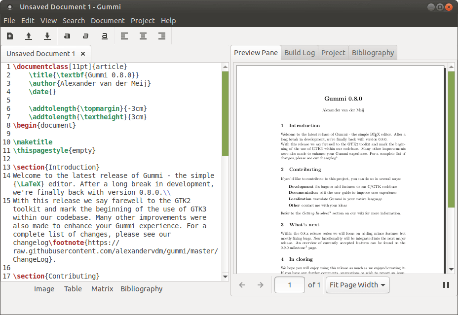 Gummi - Επεξεργαστής κειμένου LaTeX