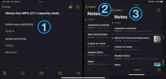 แยกมุมมองและเลื่อนด้วยแอพ Notes iPadOS