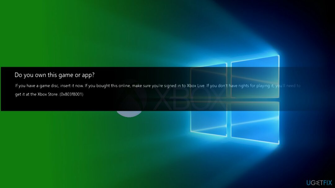 Изображение кода ошибки Xbox 0x803f8001