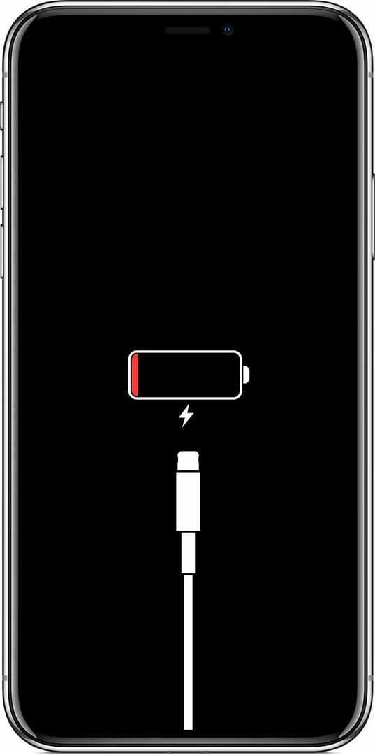 iPhone z zaslonom z nizko porabo energije in priključkom za strelo.