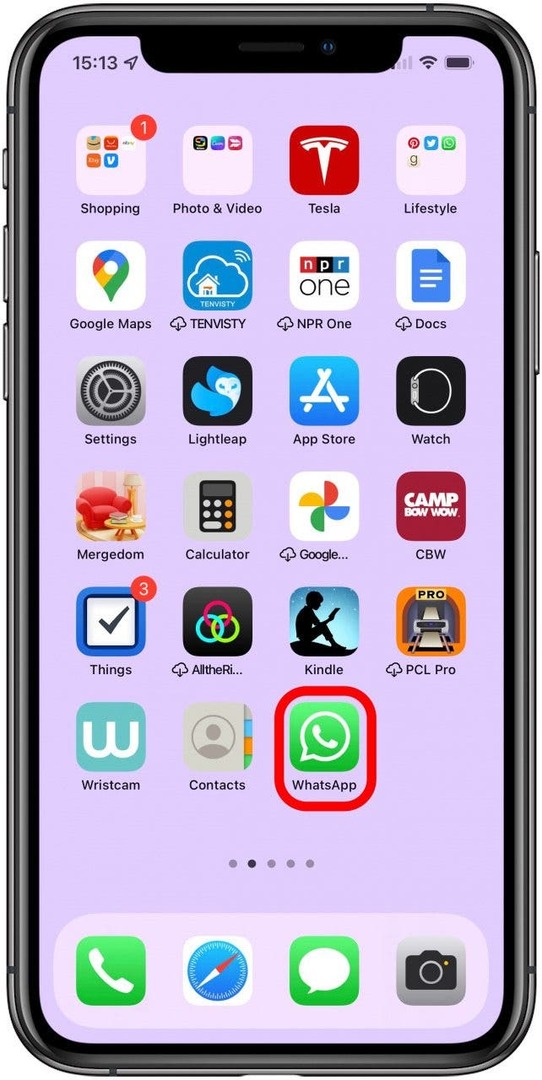 Atidarykite „WhatsApp“ ir prisijunkite, jei būsite paraginti.