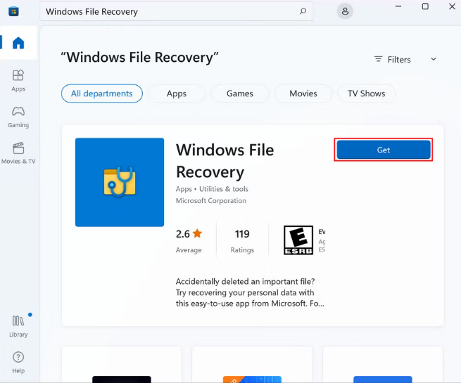 Použijte nástroj Windows File Recovery Tool