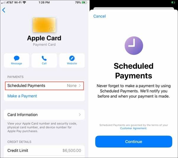 Pianifica pagamenti Apple Card