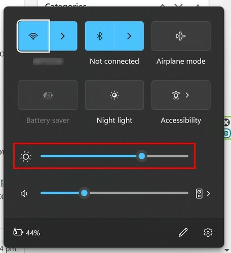 Action Center Brightness Slider Windows 11