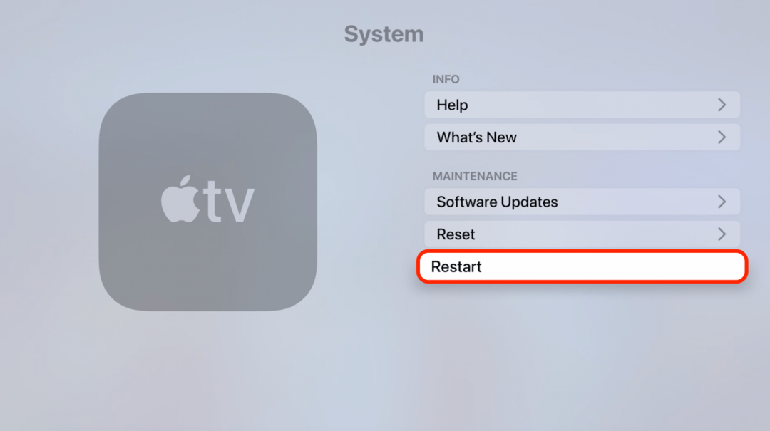 Start uw Apple TV opnieuw op.