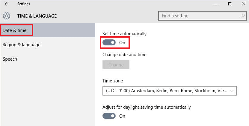 Kategorie Zeit & Datum – Zeitzone automatisch einstellen und Zeit automatisch einstellen