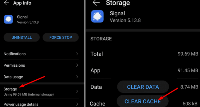 signal-lösche-app-cache