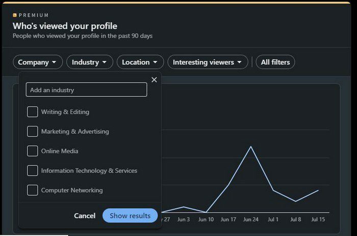 Filtro de perfil LinkedIn