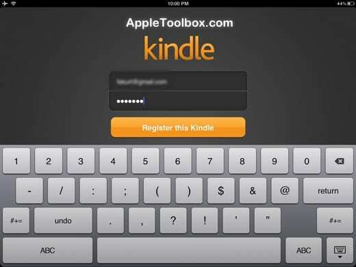 registrarse en la aplicación kindle