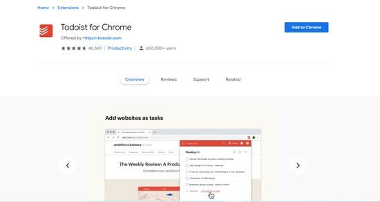 Extension Chrome de Todoist