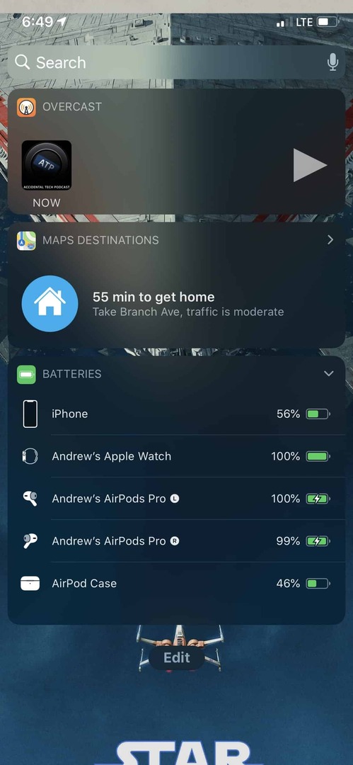 Überprüfen Sie das AirPods Pro-Batterie-Widget